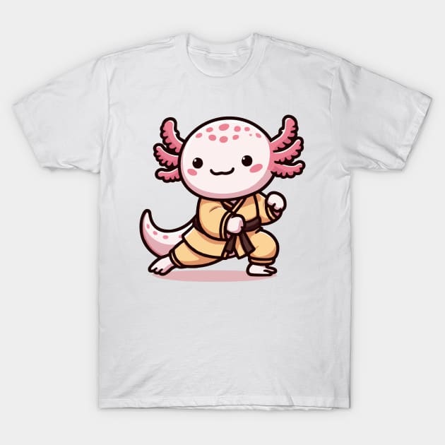 cute martial art axolotl T-Shirt by fikriamrullah